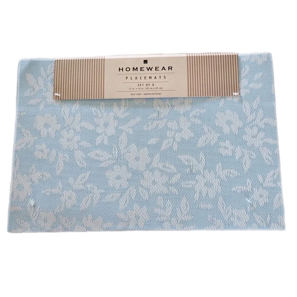 Homewear 8pc White‎ Blue Wildflower Placemats 12